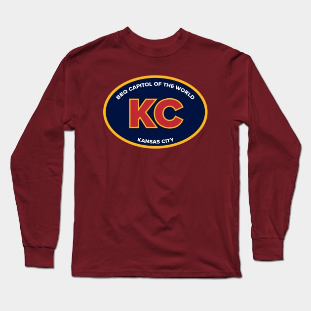 Kansas City Missouri KC BBQ Capital Blue Oval Long Sleeve T-Shirt by TGKelly